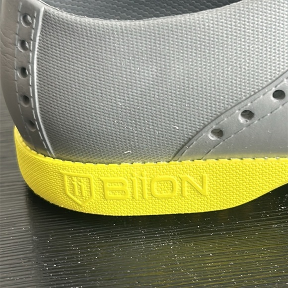 Biion Oxford Wingtip Golf Loafers Slip On Grey/Yellow Rubber Oxford Gold Shoes - Picture 4 of 16